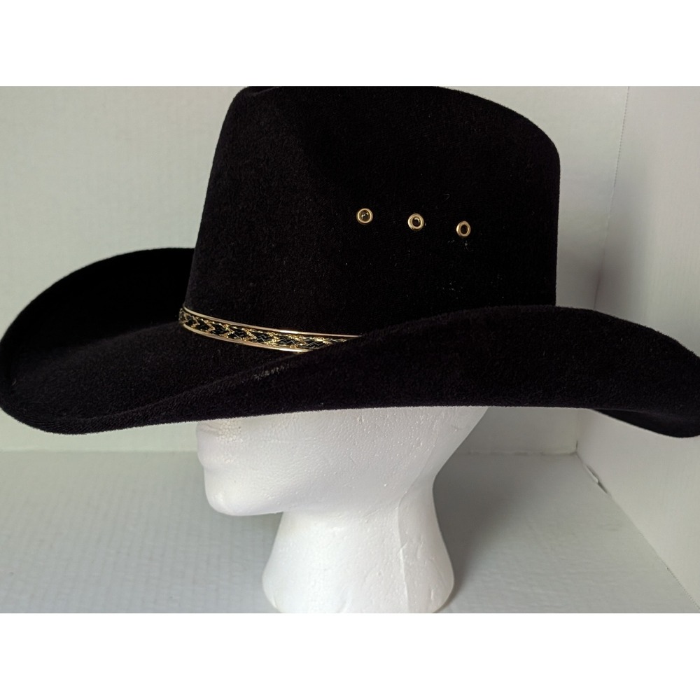 Western Express Inc Black Felt Cowboy Hat Gold Band Size 7 56 Mexico